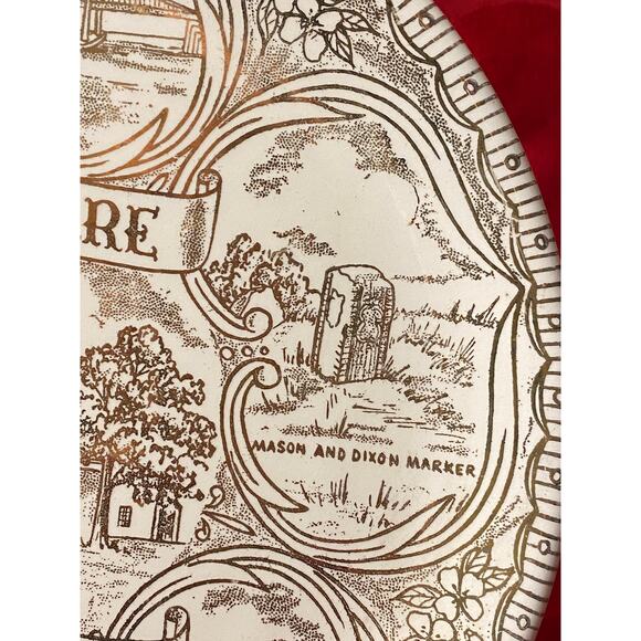 State of Delaware Commemorative Plate The Diamond State Gold on white EUC - Picture 7 of 13